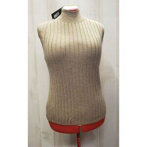 Banana Republic Sleeveless Top, Large, High Neck, 100% Marino Wool, Brown, NWT